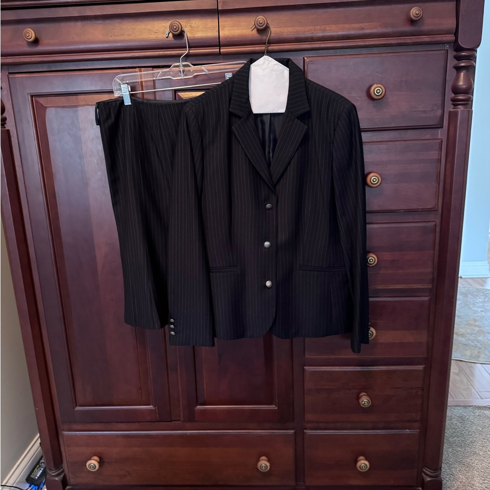 Calvin Klein Charcoal Pinstripe Skirt Suit